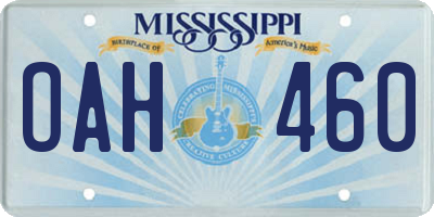 MS license plate OAH460