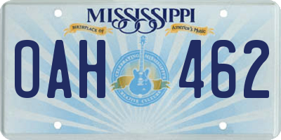 MS license plate OAH462