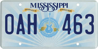 MS license plate OAH463