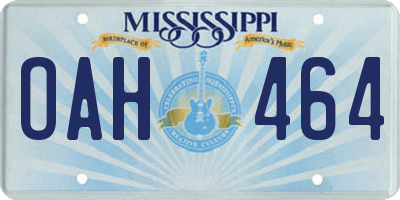 MS license plate OAH464