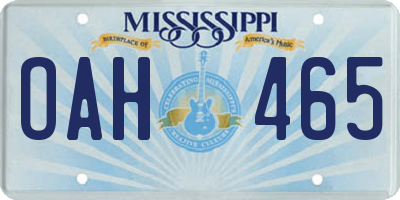 MS license plate OAH465