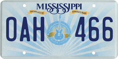MS license plate OAH466