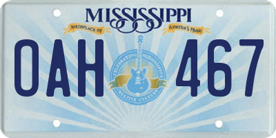 MS license plate OAH467