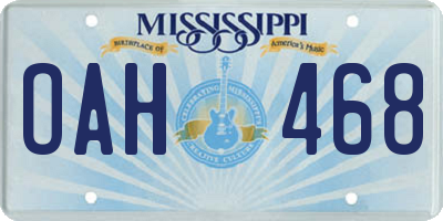 MS license plate OAH468