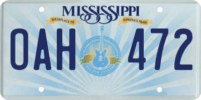 MS license plate OAH472