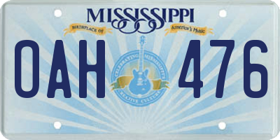 MS license plate OAH476