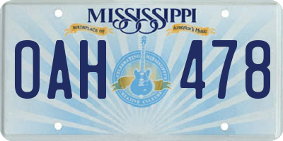 MS license plate OAH478