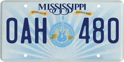 MS license plate OAH480