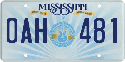MS license plate OAH481