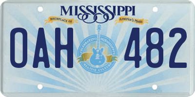 MS license plate OAH482