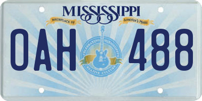 MS license plate OAH488