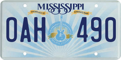 MS license plate OAH490