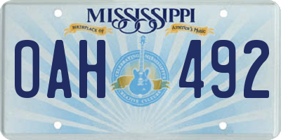 MS license plate OAH492