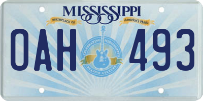 MS license plate OAH493