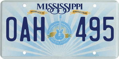 MS license plate OAH495