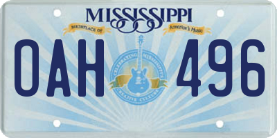 MS license plate OAH496