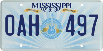 MS license plate OAH497