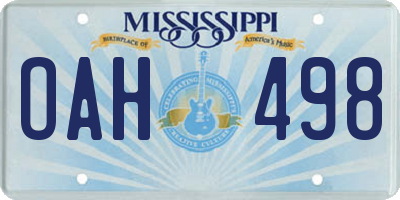 MS license plate OAH498