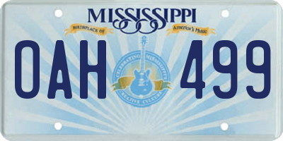 MS license plate OAH499