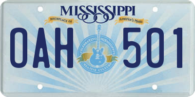 MS license plate OAH501