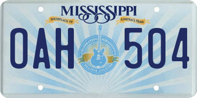 MS license plate OAH504