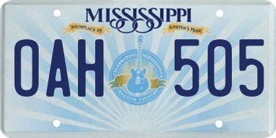 MS license plate OAH505