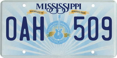 MS license plate OAH509