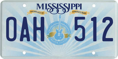 MS license plate OAH512