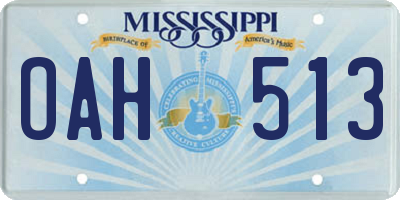 MS license plate OAH513