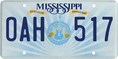 MS license plate OAH517