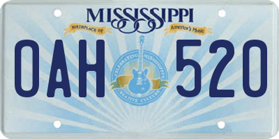 MS license plate OAH520