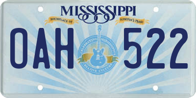 MS license plate OAH522