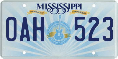 MS license plate OAH523