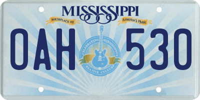 MS license plate OAH530