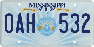MS license plate OAH532