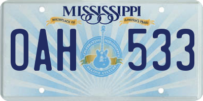 MS license plate OAH533