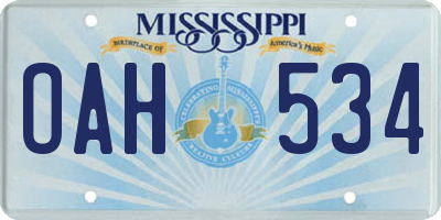MS license plate OAH534