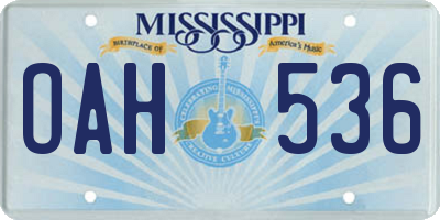 MS license plate OAH536