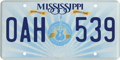 MS license plate OAH539