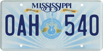 MS license plate OAH540