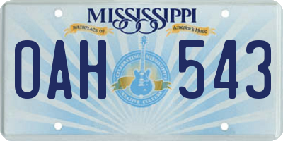 MS license plate OAH543