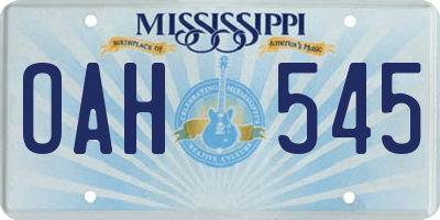MS license plate OAH545