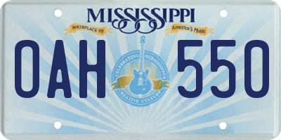 MS license plate OAH550