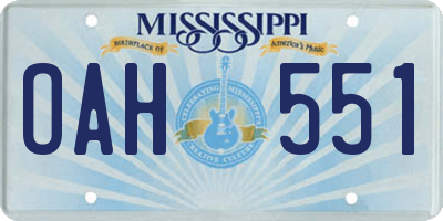 MS license plate OAH551