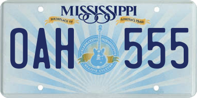 MS license plate OAH555