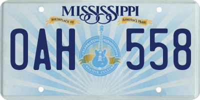 MS license plate OAH558