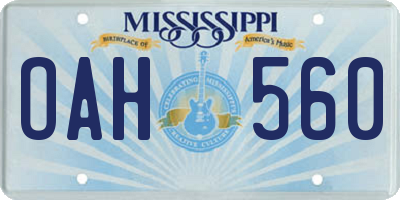 MS license plate OAH560