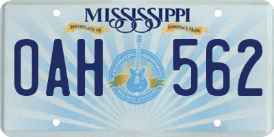 MS license plate OAH562