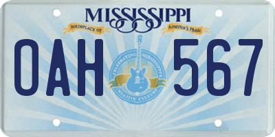 MS license plate OAH567