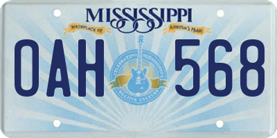 MS license plate OAH568